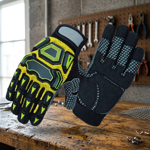 Impact Reducing Gloves PU Material Anti-Slip Raised Micro-Diamond <b>Texture</b> Elastic Wristband Latex-Free <b>Powder</b>-Free - Product Image 3