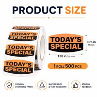 Stiker Vinyl Oranye Fluoresen Tahan Air Logo Kustom Label Spesial Hari Ini 0.75x1.375" Stiker Toko Kelontong Label Harga Kue