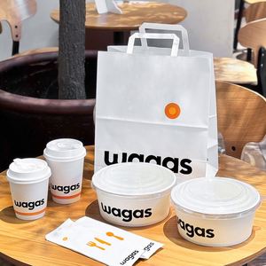 Bolsa de Papel Kraft Blanca con Logotipo de Marca Impreso Personalizado, Bolsa para Café, Comida Ligera, Entrega a Domicilio - Product Image 1