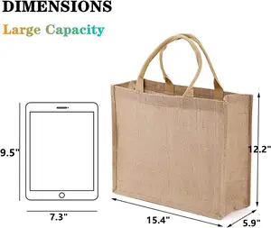 KAISEN Best Selling Custom Size Logo Print Plain Burlap Jute Tote Bag For Embroidery DIY Art Craft