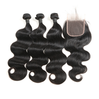 LSY Paquets de cheveux vierges brésiliens de vison brut avec fermeture Cuticule alignée Cheveux raides Cheveux humains HD Lace Wave Style
