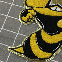 Patchs en chenille brodés en 3D personnalisés OEM avec fleurs et cœurs à paillettes pour chapeaux - Grande taille