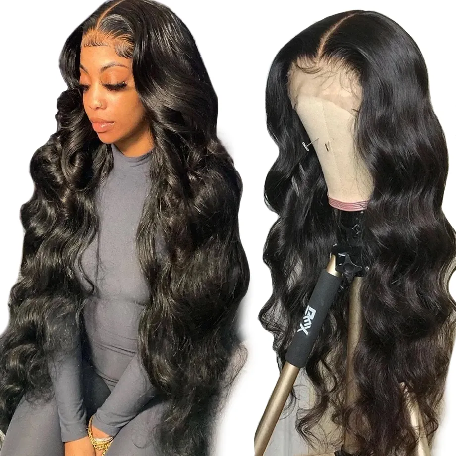 Wholesale Cheap 28 30Inch 13x4 Transparent Lace Front Virgin Hair Brazilian Body Wave HD Full Lace Front Human Hair Wigs