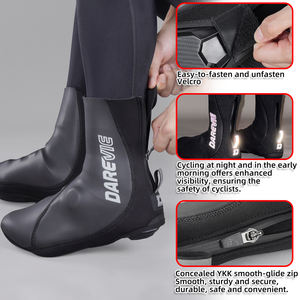 Darevie Couvre-chaussures de <span class=keywords><strong>vélo</strong></span> en néoprène bio-sourcé 3 mm, résistants à l'usure et imperméables, avec logo réfléchissant, pour garder au chaud - Product Image 4