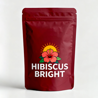 Sac en plastique à fermeture éclair debout, laminé, de qualité alimentaire, imprimé sur mesure, à haute barrière, pour le thé aux fleurs d'hibiscus séchées, les aliments