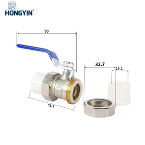 วาล์วบอล PPR ยี่ห้อ Hongyin ขนาด 20 25 32 40 50 มม. แบบสวิตช์ควบคุมด้วยมือ สำหรับระบบน้ำร้อน น้ำเย็น - Product Image 2