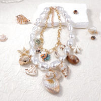 Ensemble de colliers à pendentif en coquille de conque en alliage de céramique imitation baroque pour femmes pour fêtes, fiançailles et anniversaires