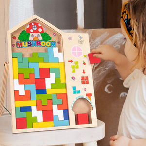 Educatief doe-het-zelf houten Russische blokken puzzelbord voor kinderen, ecologisch houten speelgoed - Product Image 2