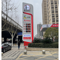 L'enseigne debout de pilier de station-service a mené la station service illuminent le signe de pylône