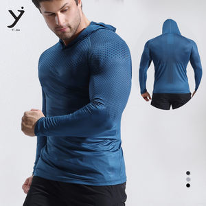 Wholesale Plus Size Men's Gym Shirts Sportswear <b>Workout</b> Compression Tee Bodybuilding Polyester Long Sleeve <b>Hoodie</b> Running Tops - Product Image 1