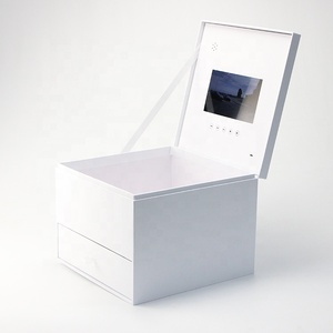 Thiết kế thời trang 7 inch LCD hiển thị video player Trắng Đôi video ngăn kéo hộp quà tặng hoa bao bì Matt cán khung ảnh - Product Image 2