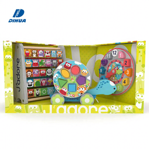 Juego de Regalo de Juguetes de Madera para Bebés con Tortuga para Arrastrar, Clasificador de Relojes y Ábaco de Doble Cara, Juguetes Montessori Educativos de Madera - Product Image 1