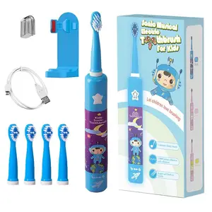 儿童电动牙刷IPX7防水三速按钮USB充电儿童音乐电动牙刷