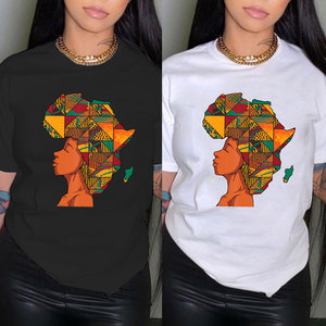 Ropa Deportiva Personalizada de Verano para Mujer Camiseta de una Pieza Casual con Cuello Redondo y Estampado de Mapa de África - Product Image 5