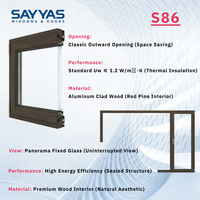 Ventana de Madera Revestida de Aluminio Insonorizada de Lujo, Apertura Interior, Moderna, para Apartamentos y Hoteles