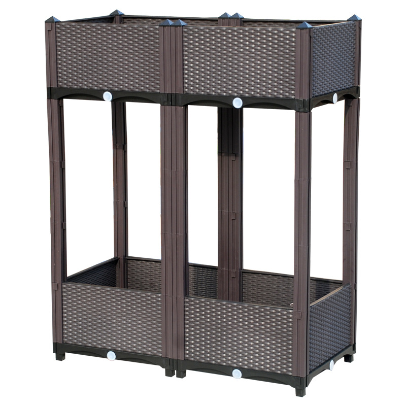 Modern Earth Friendly Elevated Plastic Planter Box Large Capacity 42*42*20cm