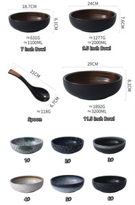 Japanese Restaurant Ceramic Round Ramen <b>Bowls</b> <b>Large</b> Deep Plates Salad Serving <b>Bowl</b> Noodle <b>Bowl</b> - Product Image 2