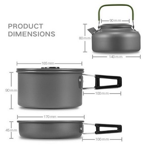 <span class=keywords><strong>Set</strong></span> da Cucina Portatile in Lega di Alluminio per Campeggio, per 2-<span class=keywords><strong>3</strong></span> Persone, Capacità <span class=keywords><strong>3</strong></span>-4L, Fornello a Gas Compatibile con Coperchio Pentola - Product Image 2
