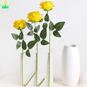Flores artificiales, <span class=keywords><strong>rosas</strong></span> <span class=keywords><strong>amarillas</strong></span>, flores de seda, ramo de Boda nupcial para el hogar, jardín, fiesta, mesa Floral, centro de mesa, jarrón, decoración - Product Image 2