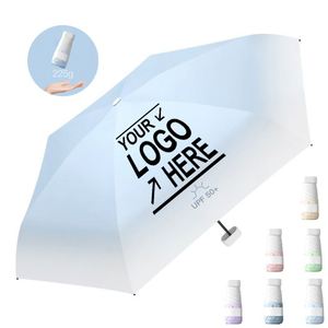 Parapluie solaire pliable personnalisé à cinq volets avec logo, vente en gros, parapluie solaire pliable à la main, résistant aux UV, mini parapluie capsule - Product Image 1