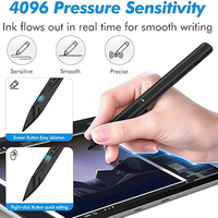 MMP 2.0 4096 Pena Stylus Tipis Pro Permukaan Aluminium Sensitif Tekanan dengan Penghapus, Pengisian Daya Tipe-C, Waktu Kerja 66 Jam untuk Microsoft