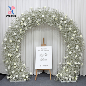 Arco Floral Redondo de Rosas Blancas Densas, Realistas, de Seda, Marco de Flores Artificiales para Bodas y Tableros de Bienvenida de Graduación - Product Image 1