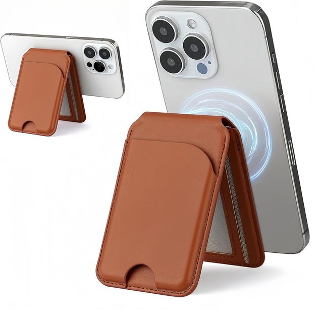 Factory Wholesale PU Material Magnetic Phone Wallet with Adjustable Magsafe Stand and Credit Card Holder
