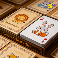 Jeu de cartes de luxe personnalisé au design classique, cartes à jouer en PVC avec animaux de dessin animé, vernis UV, cartes à bas prix