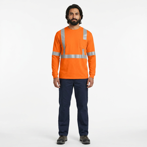 T-shirt de travail réfléchissant à manches longues haute visibilité pour homme, personnalisable avec logo, pour l'hiver et les travaux de construction - Product Image 1