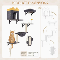 Tempat Garukan Kucing Kayu Solid yang Dipasang di Dinding, Garukan Kucing Dinding, Tempat Bertengger Kucing di Dinding, Mainan Pengasah Cakar Hewan Peliharaan