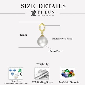 YILUN 18K chapado en oro de agua dulce perla colgante fino 925 joyería de plata esterlina para mujeres - Product Image 5