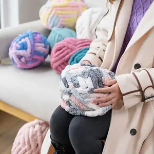 Yarn crafts Ultra Soft Household Chunky Chenille reines Polyester Throw Pillow Blanket Garn