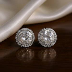 Boucles d'oreilles en or blanc avec diamants ronds taille brillant, couleur D, certifiées GIA, bijoux classiques pour femmes, pour mariage - Product Image 2