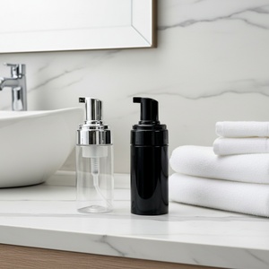 Luxury Face Cleanser Liquid Foam Mousse <b>Pump</b> <b>Bottle</b> 30ml 40ml 50ml 60ml 80ml 90ml 100ml Foam Plastic <b>Bottle</b> With Gold Cap - Product Image 1