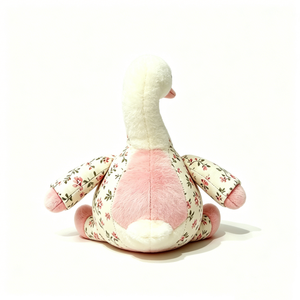 Peluche d'oie florale personnalisée, peluche de cygne à imprimé fleurs roses vintage, poupée d'oiseau de ferme à ventre rose duveteux, style cottagecore - Product Image 3