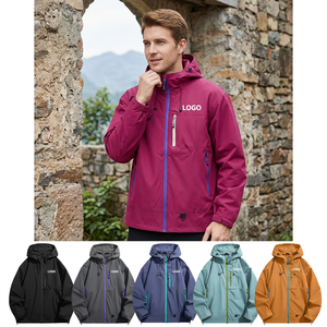 Chaqueta OEM de softshell con capucha, cuello alto, cierre de cremallera, resistente al viento y al agua para senderismo y camping. - Product Image 1