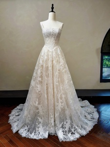 MQW02313 Vestido de Novia de Encaje <span class=keywords><strong>Chantilly</strong></span> <span class=keywords><strong>con</strong></span> Cuello Cuadrado, Cintura Estilo Vichy, Sin Mangas y Tirantes - Product Image 5