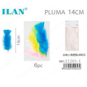 ขนนกประดิษฐ์ ILAN Pluma สีขาว ขนาด 14 ซม. ชุด 6 ชิ้น - Product Image 1