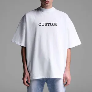 High Quality Puff Print Cotton Oversized T Shirt Custom Graphic For Men Boxy Vintage Blank Heavyweight T Shirt