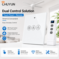 Ventilador de Techo Inteligente Chuyun con Wifi, Interruptor de Ventilador Inteligente Tuya con Wifi para UE y Reino Unido, con RF de 433 Mhz, Compatible con Alexa/Asistente de Google