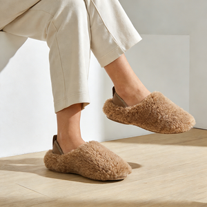 Pantofole da <span class=keywords><strong>Donna</strong></span> Personalizzabili con Logo, in Peluche Marrone, con Suola Antiscivolo in Gomma per Uso Interno - Product Image 6