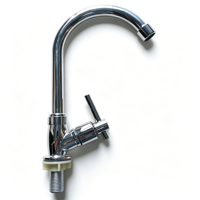 Robinet de cuisine en plastique chromé à col de cygne, robinet d'évier à eau froide simple pour montage sur comptoir ou mural