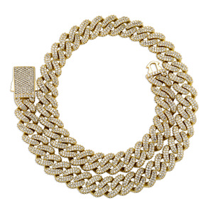 Hip Hop Full Encryption Rhombus <b>Chain</b> Copper Unisex European American Hot Sale <b>Cross</b>-border New Street - Product Image 5