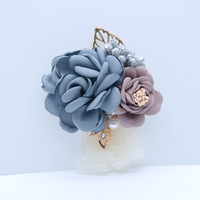 Feest Prom Kunstmatige Zijde Thee Rose Bruidsmeisje Bruid Corsage Pin Broche Bloem Corsage Armband