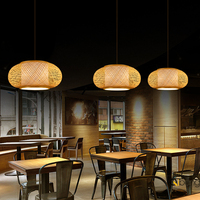 Lampe suspendue en rotin tressé artisanal moderne, abat-jour en bambou et bois, éclairage rétro pour la maison et le bureau, lustre suspendu tissé