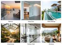 Vente en gros de balustrades sans cadre personnalisées en verre trempé de 10 mm et 12 mm pour balustrade de balcon, panneau de verre de sécurité renforcé