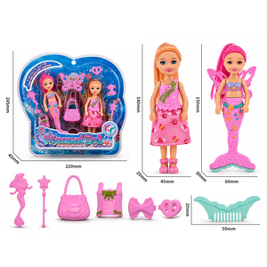 Poupée sirène de 15 cm (6 pouces) avec robe, queue amovible et ailes de papillon, accessoires inclus pour jeu d'imitation des filles - Product Image 1