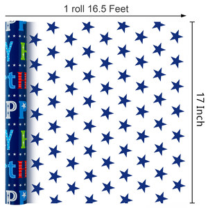 Papier d'emballage original bleu foncé enduit d'aluminium de 5 mètres pour anniversaire - Product Image 6