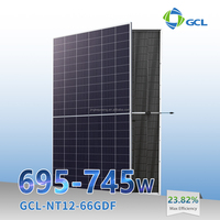 Panel Solar Bifacial de Doble Vidrio GCL NT12/66GDF 695-740W, Módulo Fotovoltaico Monocristalino Tipo N, 132 Celdas, 23.82% de Eficiencia