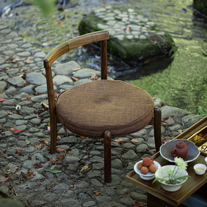 Silla Plegable de Madera de Nogal Estilo Chino, Silla de Jardín de Madera Maciza, Asiento Rectangular Portátil para Exteriores - Product Image 3